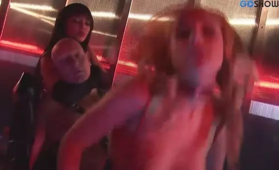 Lick My Cock for Three Hot Babes in Kinky Latex Suits